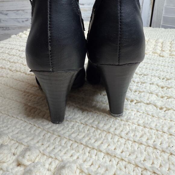 VINTAGE NEDWEST Women's Size 8 Slouchy Leather Heeled Cowgirl Boots Black Flames - Picture 13 of 14